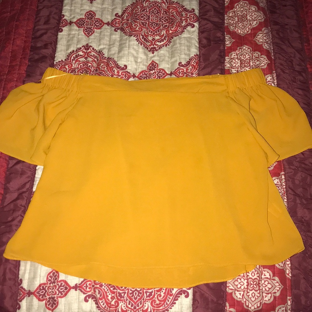 Yellow off the shoulder blouse